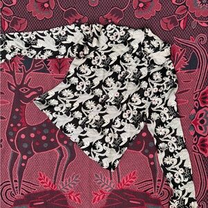 Moschino Black and White Floral Silk Button-Up Shirt with Pink Accents